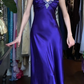 Purple Vintage Prom Dress Double Spaghetti Straps V Neck Rhinestone Beaded Satin Long Evening Gown gh9607