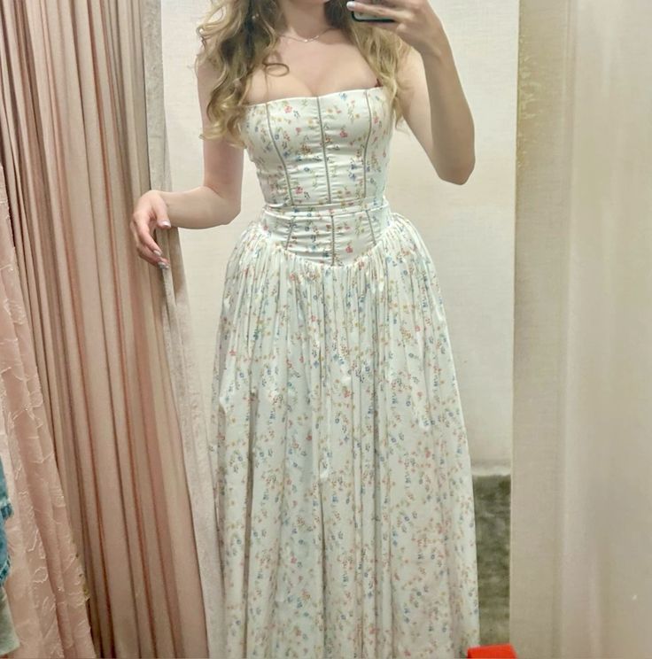 Weißes, florales, süßes, elegantes, langes Chiffon-Tube-Top, Heimkehrkleid, Hochzeitsgastkleid, Geburtstagspartykleid, gh4083
