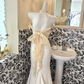 White Strapless Waist-Cinched Slim Hip-Hugging Sexy Long Romantic Dress, Wedding Gown gh7700