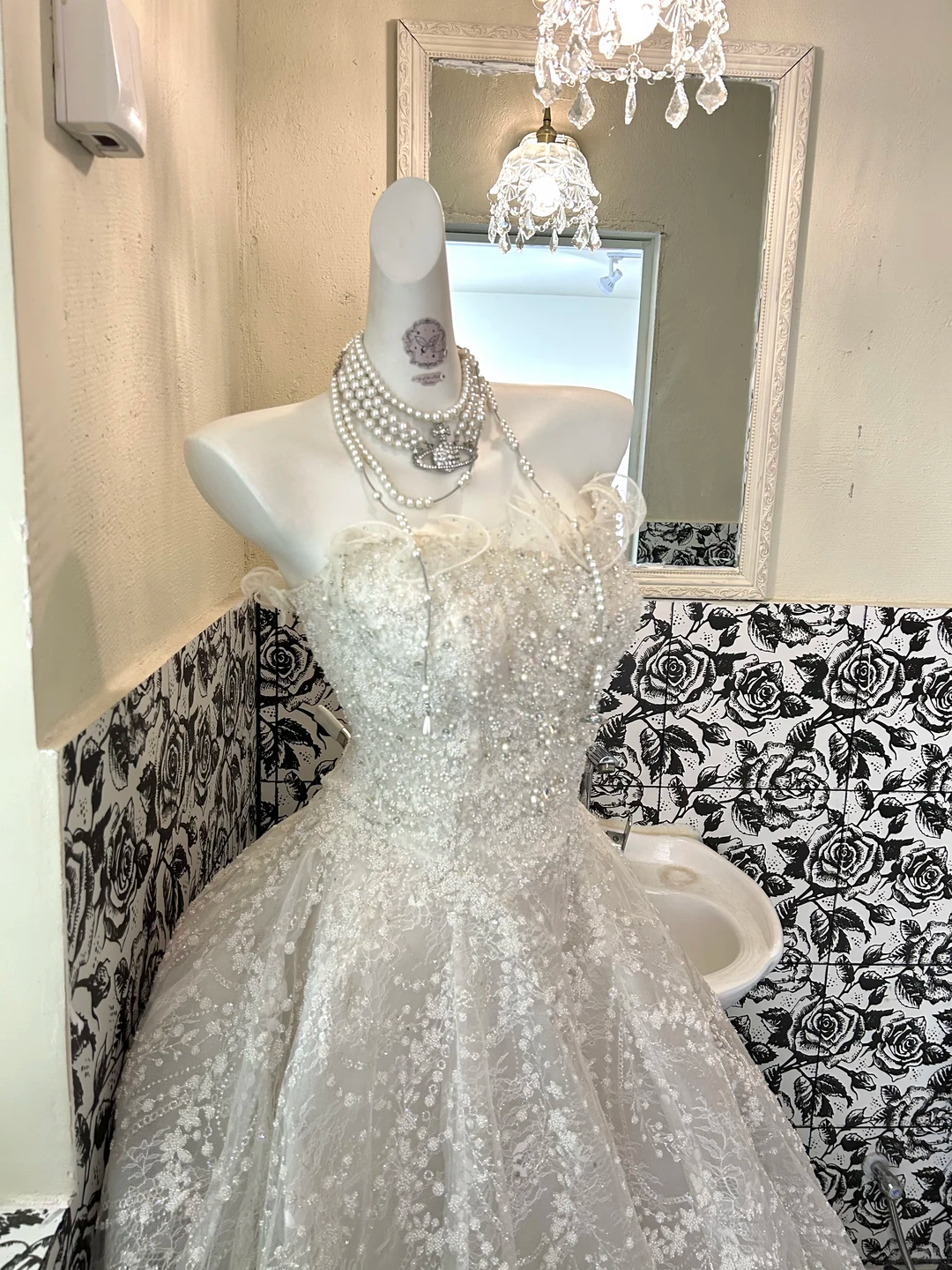 Ivory Strapless Waist-Cinched Accented Full Flared Long Romantic Dress, Wedding Gown gh7714