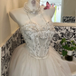 Ivory Strapless Waist-Cinched Full Flared Skirt Long Romantic Dress, Wedding Gown gh7646