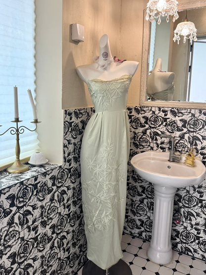 Light Green Strapless Waist-Cinched Bodycon Sexy Elegant Vintage Romantic Dress gh7510