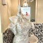 White Halter Wedding Gown with Silver Embellishments, Cinched Waist, Slim Fit Sexy Mermaid Skirt Romantic Dress gh7610