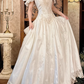Vintage Long Prom & Wedding Dress, Off‑White Off‑the‑Shoulder Gown, Beaded Details, Fitted Waist, Palace‑Style Full Flared Skirt gh8592