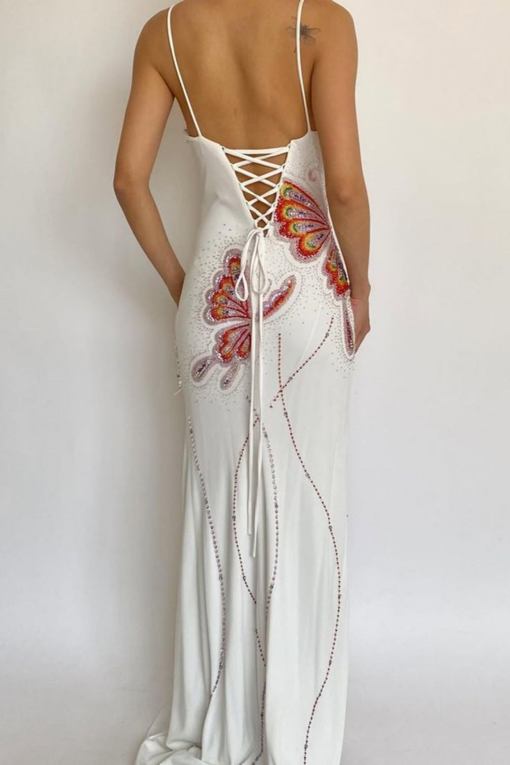 girlhomeshops-Elegant Long chiffon Party Dress With Butterflies gh6108