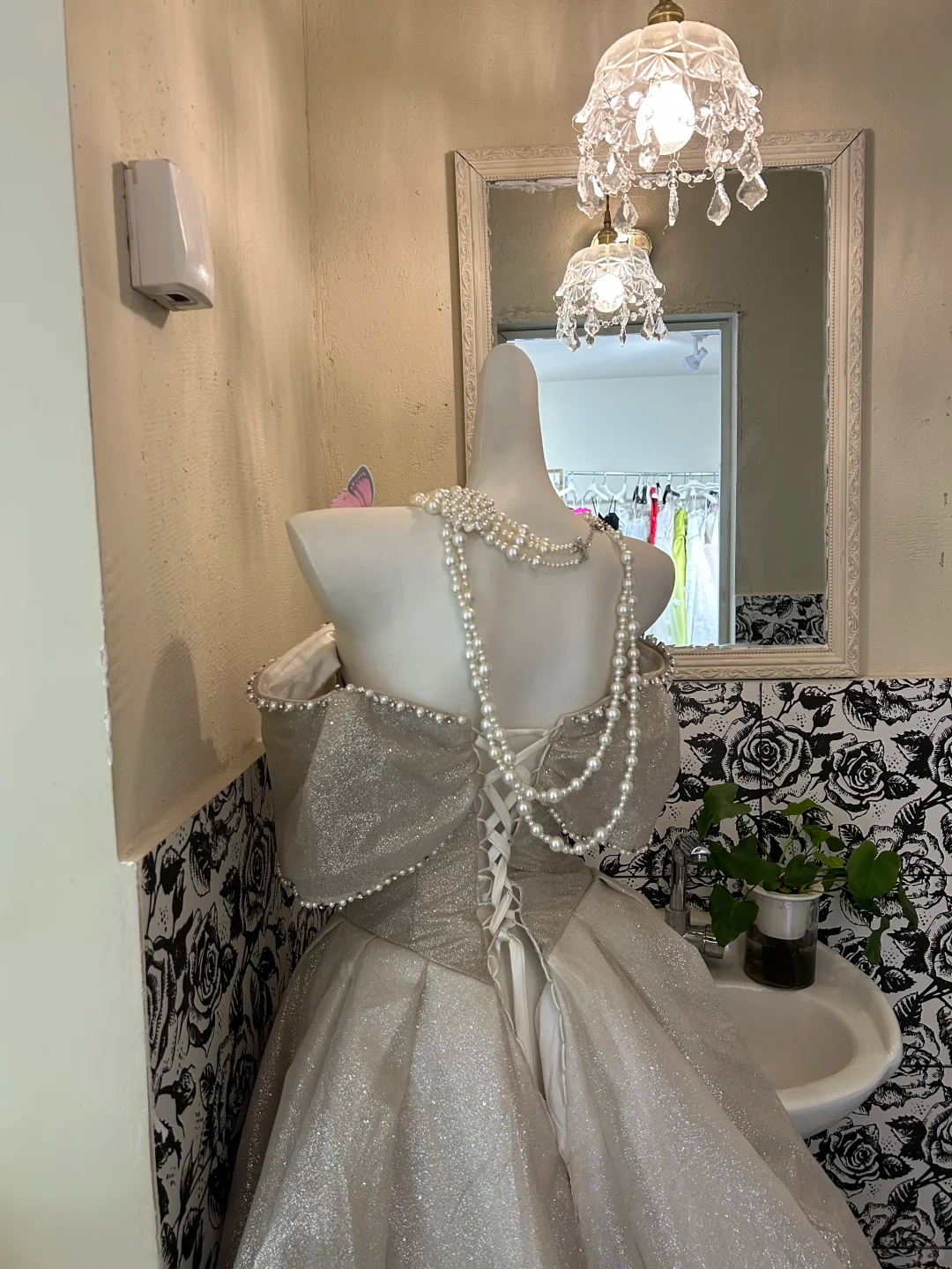 Silver Gray Bow Off-the-Shoulder Waist-Cinched Voluminous Skirt Long Luxury Romantic Dress, Wedding Gown gh7648