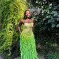 Pink/Orange/Green Gradient Spaghetti Straps Fashion Elegant Long Ruffle Chiffon Ball Gown Evening Dress Party Dress gh3252