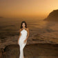 White fashion cross strap elegant simple long satin floor-length mermaid ball gown evening dress gh3169