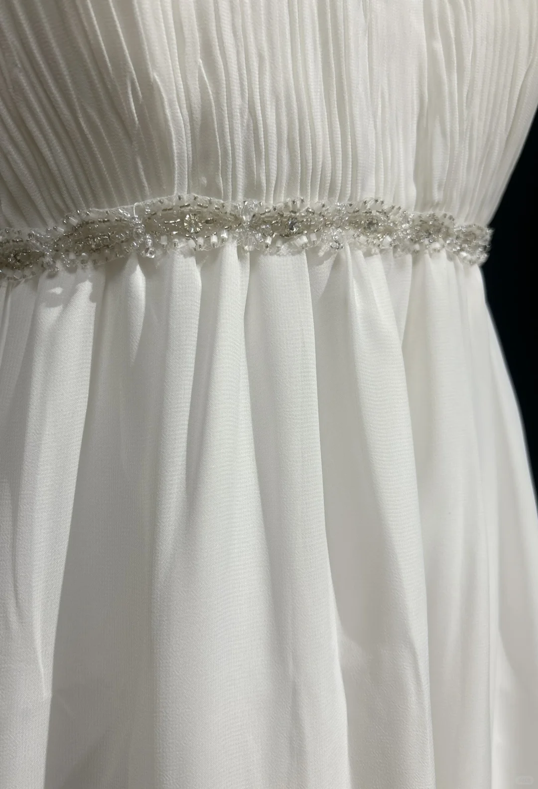 ✨Girlhomeshops-White Spaghetti Strap Chiffon Empire Waist Wedding Gown gh10154