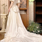 Long Prom & Wedding Dress, Off‑White With Puff Sleeves, Fitted Waist, Full Flared Skirt gh8608