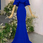 Off-Shoulder Halter Pink Satin Mermaid Gown | Luxury Elegant Ruffle Train Maxi Dress for Gala Ball gh6482