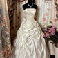 Ivory Elegant Exquisite Applique Long Satin Ball Gown Evening Gown Wedding Dress gh3201