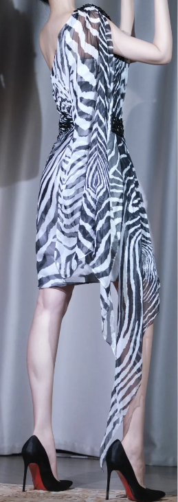 ✨Girlhomeshops-Zebra Print One Shoulder Beaded Short Cocktail Dress with Chiffon Sleeve gh10023