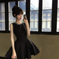 Women Elegant Black Sleeveless Homecoming Dress Rhinestone Round Neck A-Line Puffy Short Party Dress gh9426
