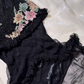 Sexy Vintage Black Spaghetti Strap Dress with Sequin & Vintage Pattern, Fitted Waist Slim Prom & Evening Party Gown gh8526