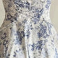 girlhomeshops-- Blue floral elegant short chiffon homecoming dress for women girls garden party dress blue and white porcelain gh5718