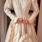 Light Champagne Vintage Court Long Gown, Long Puff Sleeve Embroidered Ballgown gh9290