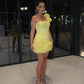 Girlhomeshops-Gelb ein-schulter mode süße knospe rock kurze chiffon homecoming kleid geburtstag kleid gh5269
