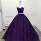 Königsblau/Lila wunderschönes glänzendes, exquisites, mit Perlen besetztes A-Linien-Ballkleid aus langem Tüll, Abendkleid gh3558