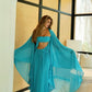 Glam Turquoise Cutout Maxi Dress | Strapless Wide-Sleeve Flowy Dress, Vacation Dress gh6456