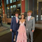 Pink sweet fashion V-neck elegant long tulle floor-length trailing ball gown evening dress prom dress gh3791