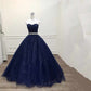Königsblau/Lila wunderschönes glänzendes, exquisites, mit Perlen besetztes A-Linien-Ballkleid aus langem Tüll, Abendkleid gh3558