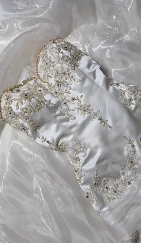 Vintage Luxury Off White Strapless Prom & Evening Party Dress, Beaded Embroidery, Fitted Waist gh8534