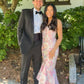 Rosa Elegante Mode Blumen Lange Slim Fit prom kleid Abendkleid Party Kleid Brautjungfer Kleider gh3316