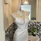 White Sleeveless Waist-Cinched Slim Fit Mermaid Long Romantic Dress, Wedding Gown gh7628