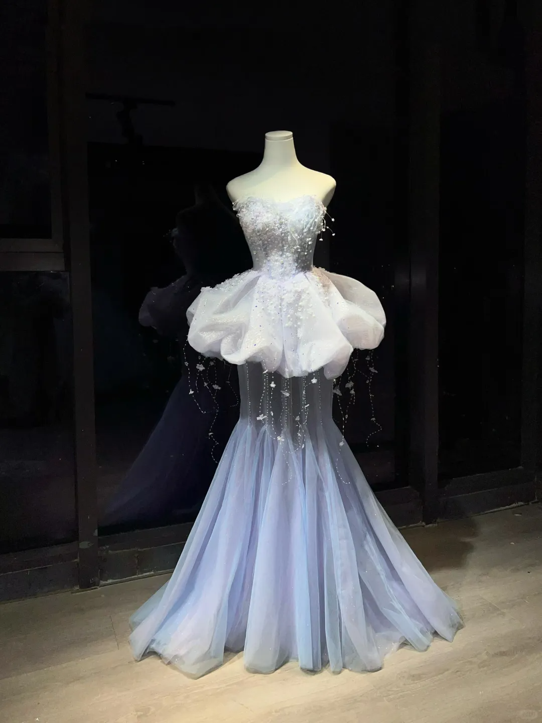 Light Blue Dreamy Strapless Waist-Cinched Sexy Evening Dress, Fairy Dress, Romantic Gown gh7361