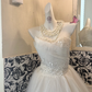White Strapless Waist-Cinched Voluminous Princess Skirt Long Romantic Dress, Wedding Gown gh7657