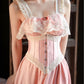 Pink Sweet Stylish Elegant Mid Length Exquisite Lace Satin Homecoming Dress Prom Dress Evening Dress Wedding Guest Party Dress Graduation Dress gh4071