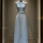 ✨Girlhomeshops-Light Blue Beaded Floral Midi Cheongsam Qipao gh10428