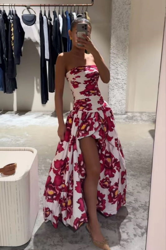 girlhomeshops-Floral Dress Long Slit Garden Party Dress gh5859
