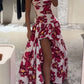 girlhomeshops-Red Floral Long Satin Chiffon Ball Gown Graduation Dress gh5928