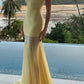girlhomeshops-Yellow Elegant Mermaid Slim Long Chiffon Prom Dress Graduation Dress gh5930