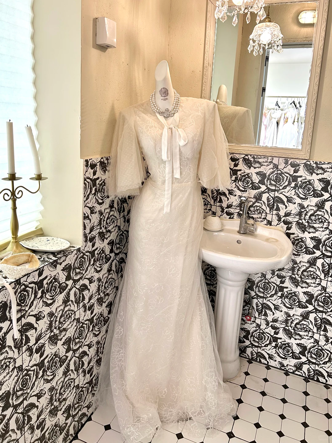 Ivory Cinched Waist Figure-Flattering Bodycon Sexy Long Romantic Dress, Wedding Gown gh7773