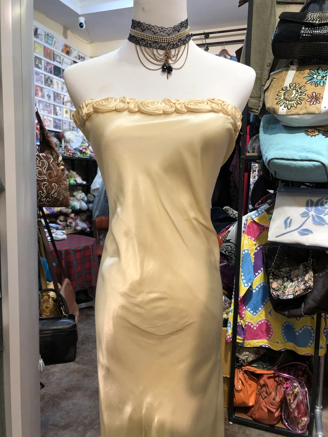 Robe de soirée longue en satin jaune à fleurs, style vintage, élégante, à bretelles, pour bal de promo, anniversaire, remise de diplôme, gh4154