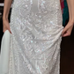 White Beaded Sequin Mermaid Prom Dress Spaghetti Straps V Neck Long Formal Evening Gown gh9836