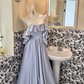 Light Blue Ruffled Strapless Waist-Cinched Full Flared Skirt Romantic Dress, Wedding Gown gh7641