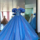 Blaues wunderschönes glänzendes elegantes süßes langes Tüll-Ballkleid-Abendkleid für Erwachsene, Zeremoniekleid gh3537