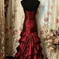 Rotes, glänzendes, elegantes, langes Ballkleid-Abendkleid aus Satin im Retro-Stil, gh3101