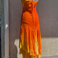 Orange Halter Neck Waist-Cinched Fitted Beaded Sexy Irregular Hem Evening Dress, Fairy Gown, Romantic Gown gh7450