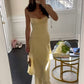 girlhomeshops-Yellow casual ruffled long chiffon dress gh5860