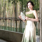 Girlhomeshops-Green gradient fashion long spaghetti strap satin new party dress gh5261