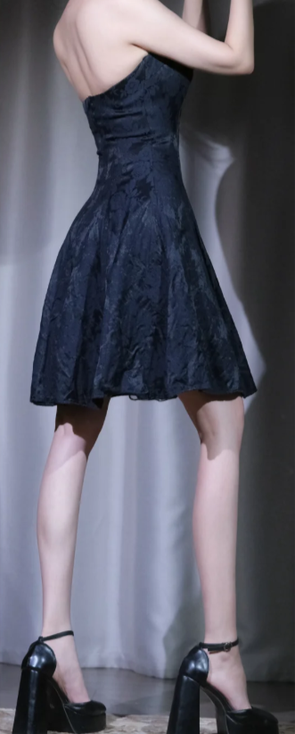 ✨Girlhomeshops-Navy Halter Short Prom Dress Lace Applique Beaded A-Line Jacquard Gown gh9992