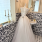 White Satin Strapless Waist-Cinched Full Flared Long Romantic Dress, Wedding Gown gh7495
