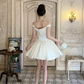 White Satin Off The Shoulder Short Homecoming Dress Draped Neck Mini Prom Gown gh9404