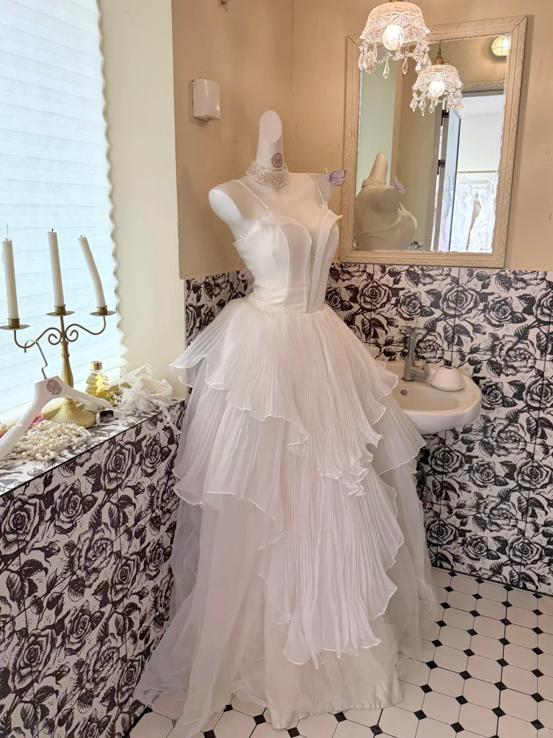 White Spaghetti Straps Waist-Cinched Multi-Layer Skirt Elegant Grand Romantic Dress, Wedding Gown gh7758