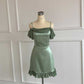 Matcha Green Retro Sweet Simple Short Satin Homecoming Dress Party Dress gh4894
